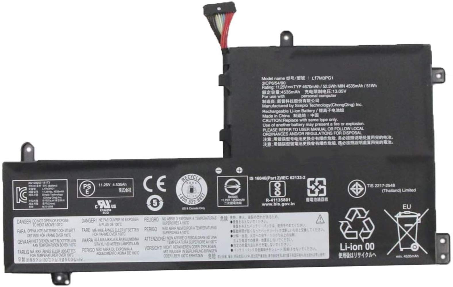 L17M3PG1 Batteria Laptop per Lenovo Legion Y530-15ICH