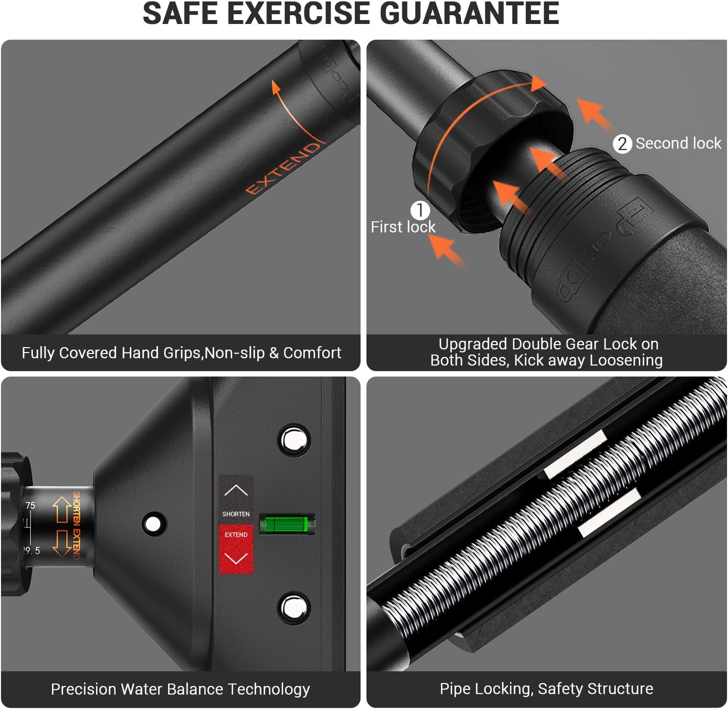 Sportneer Barra per Trazioni Senza Viti 75-94 cm - immagine 6