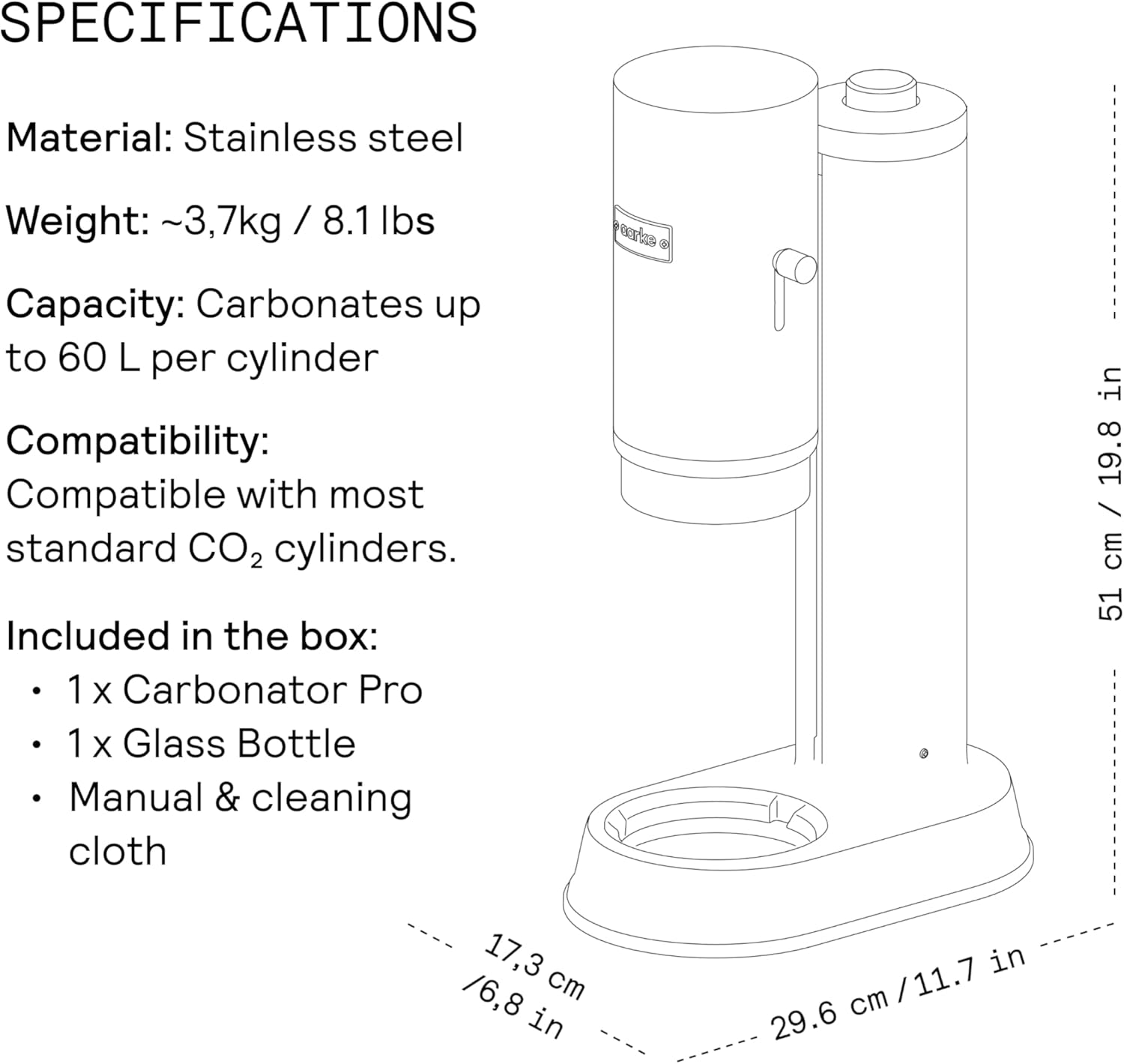 Aarke Carbonator Pro - Gasatore d’Acqua con Bottiglia Vetro - immagine 8