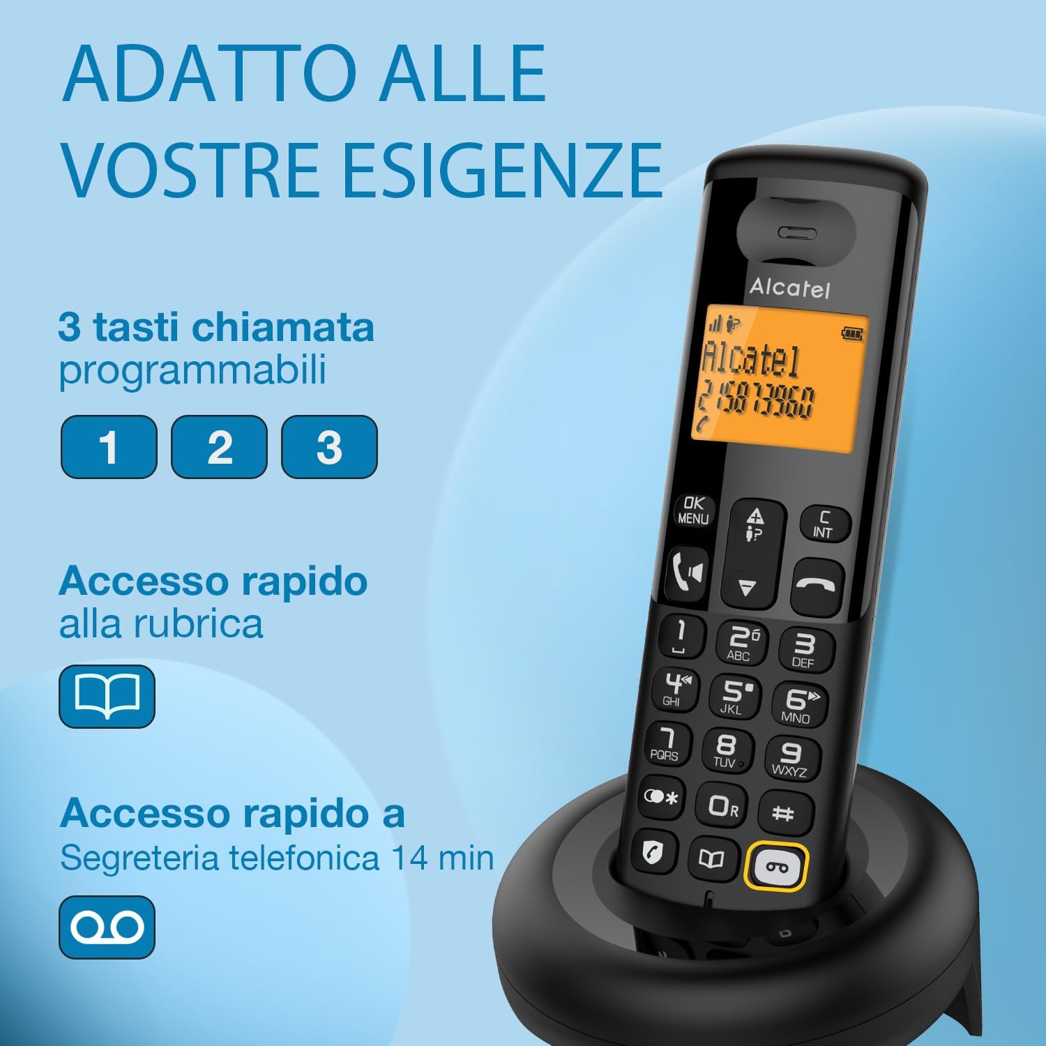 Alcatel E260 S. Voice Duo - Telefono Cordless DECT Nero - immagine 3