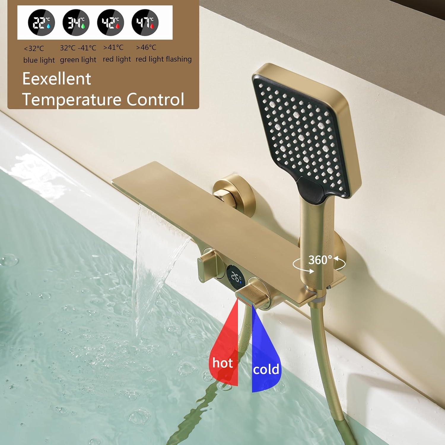 Rubinetti Vasca con Cascata e Display Temperatura - immagine 3