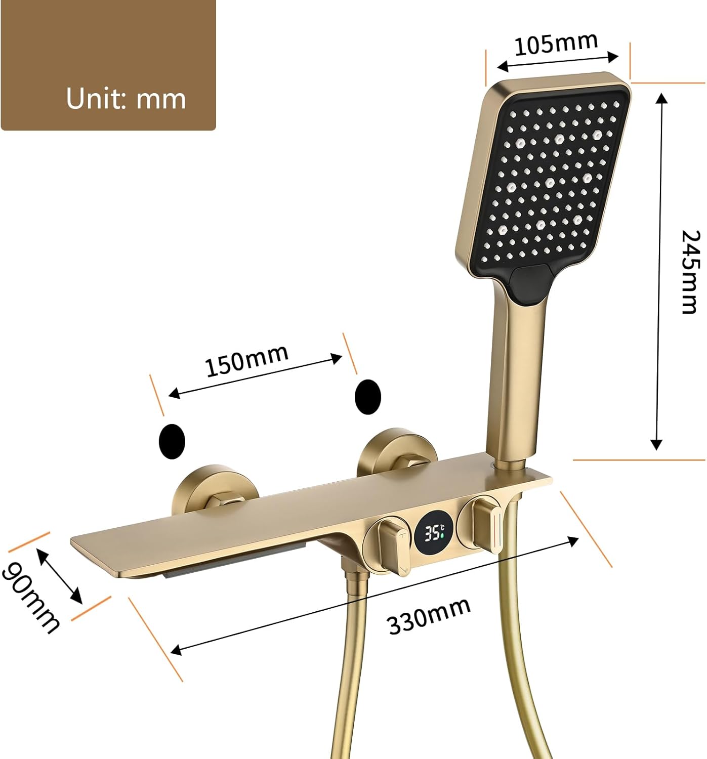 Rubinetti Vasca con Cascata e Display Temperatura - immagine 8
