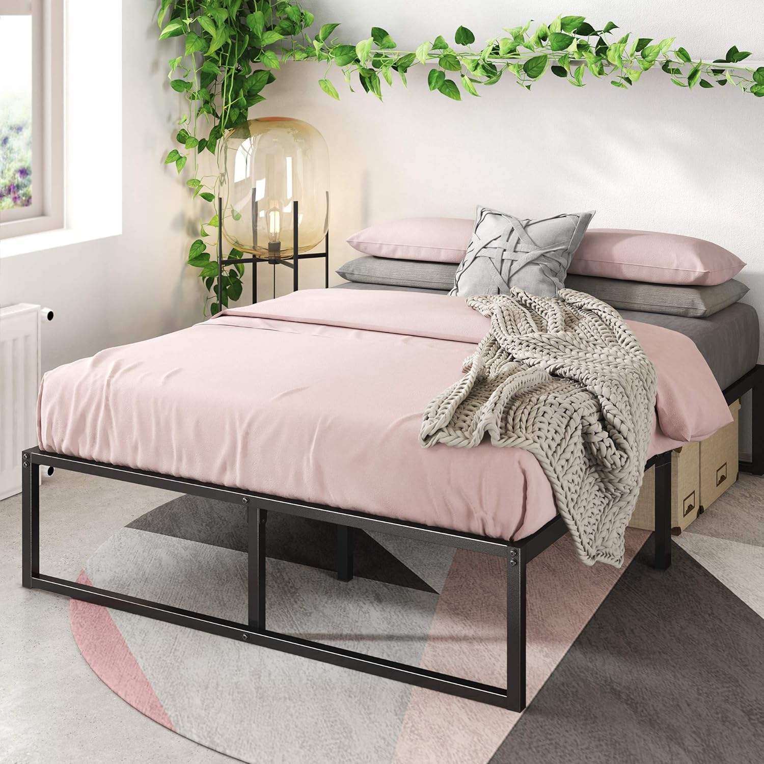 Zinus Lorelai Letto 160x190 cm, Nero - immagine 1