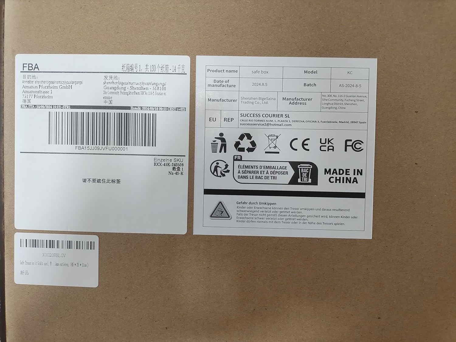 Wasjoye Cassaforte con Chiave 49L, 45x35x31CM - immagine 10