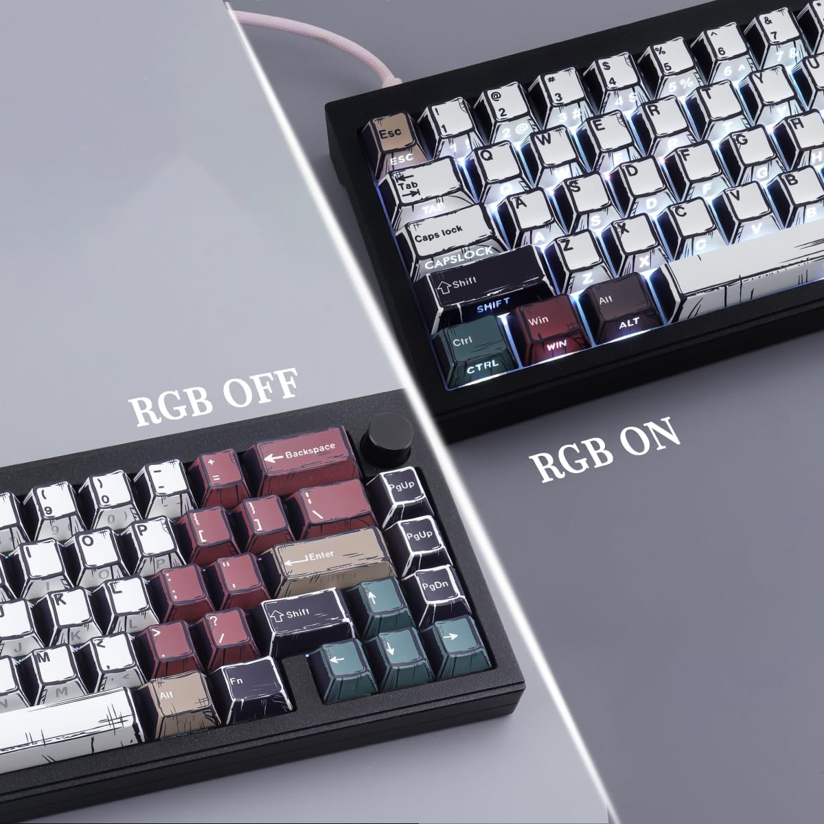 PBT Keycaps 134 Tasti Manga Mixed Light Retro Style - immagine 6