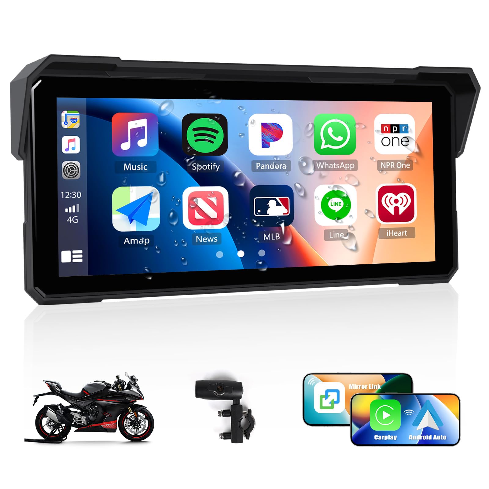 Camecho Schermo Carplay Wireless per Moto 8.1" IP68