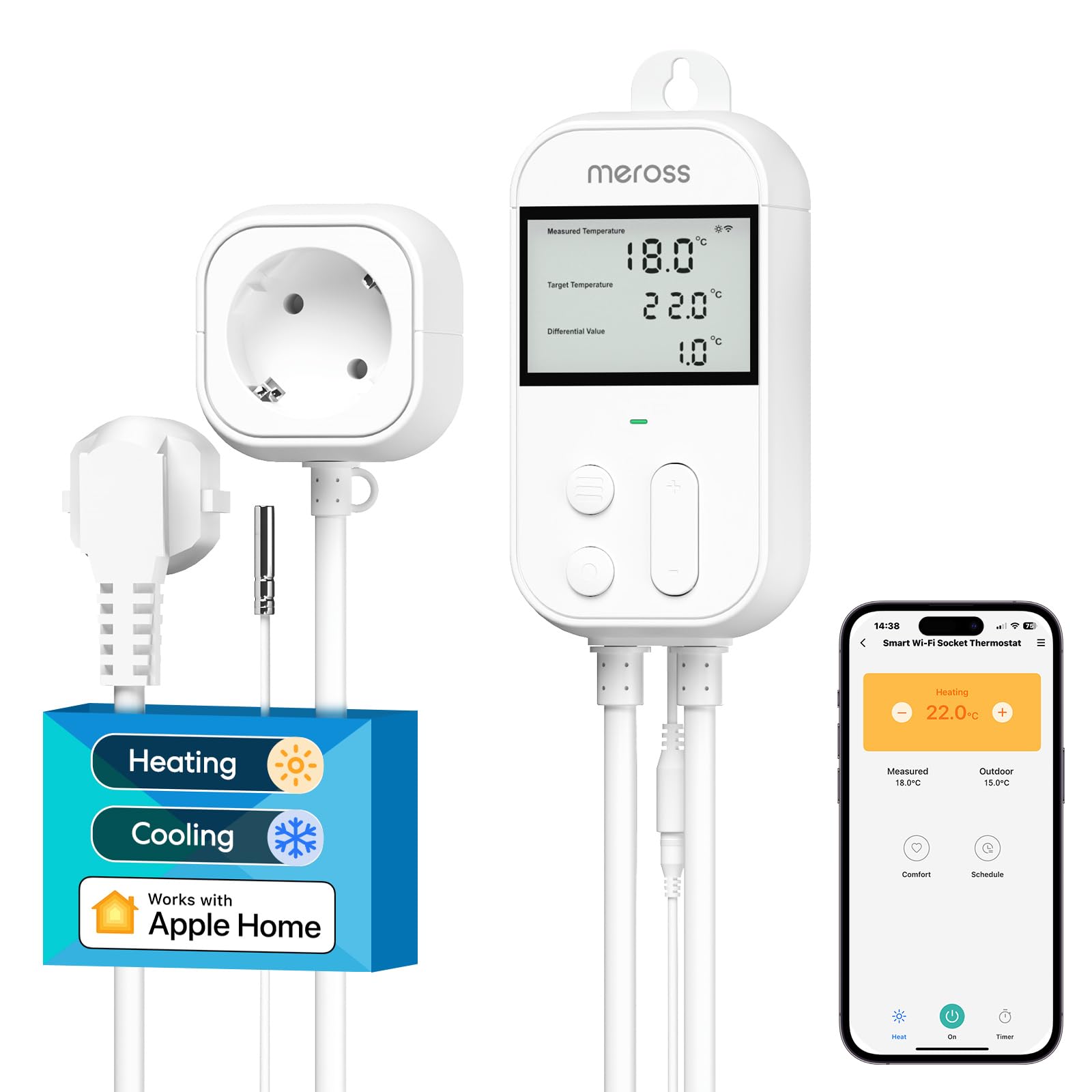 Meross Presa Smart Termostato Temperatura 16A
