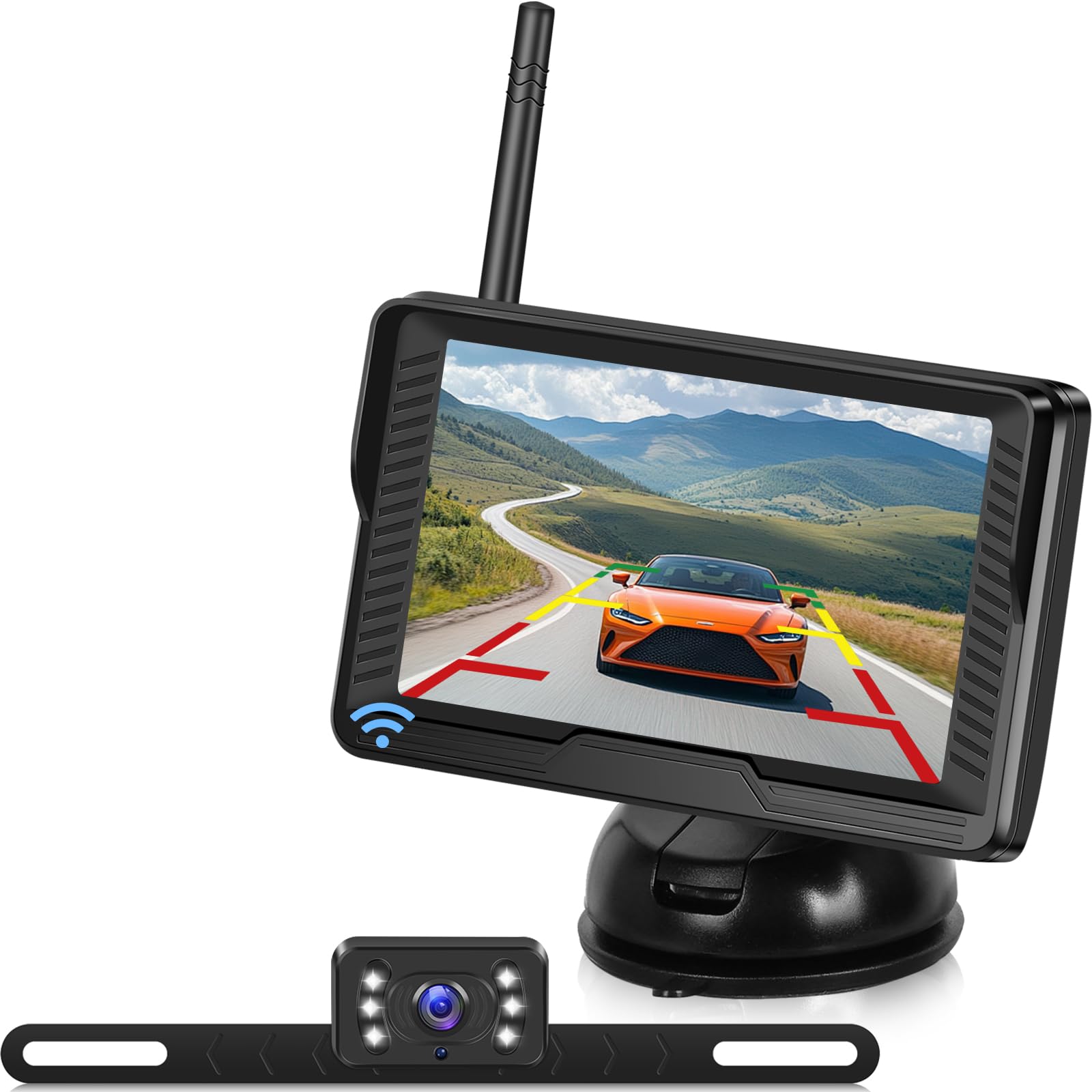 Nhopeew Kit Telecamera Retromarcia Wireless con Monitor IPS 4,3"