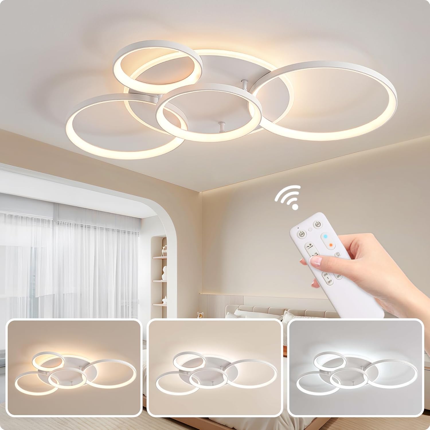 Mounm Plafoniera LED Soffitto Moderna Dimmerabile 60W - immagine 1