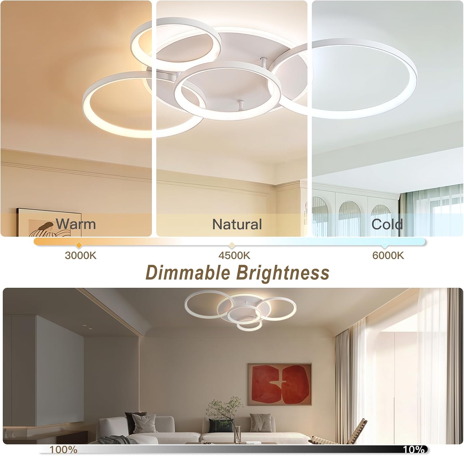Mounm Plafoniera LED Soffitto Moderna Dimmerabile 60W - immagine 2