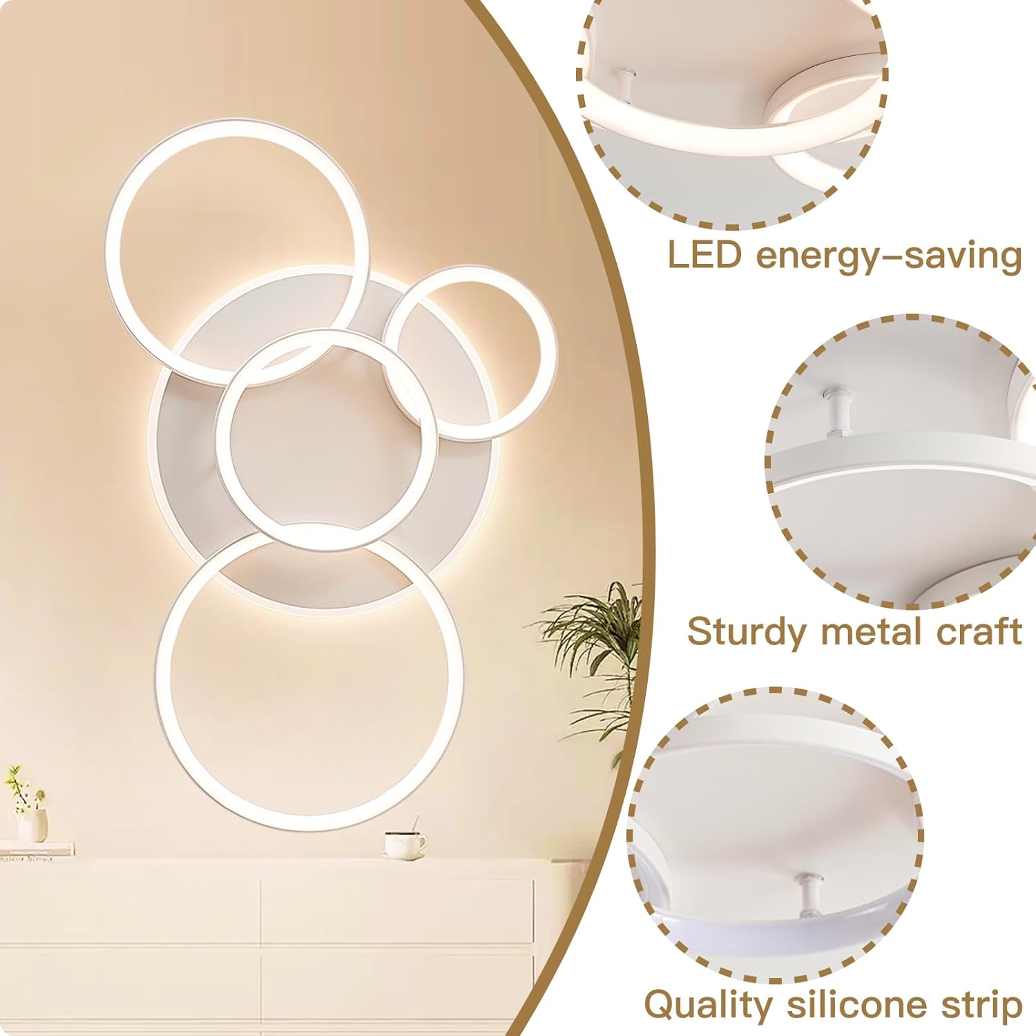 Mounm Plafoniera LED Soffitto Moderna Dimmerabile 60W - immagine 3