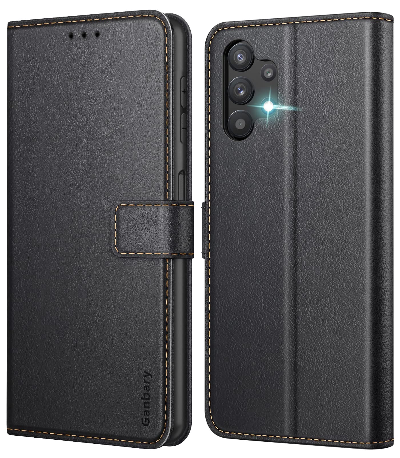 Ganbary Cover Portafoglio per Samsung Galaxy A13 4G, Nero