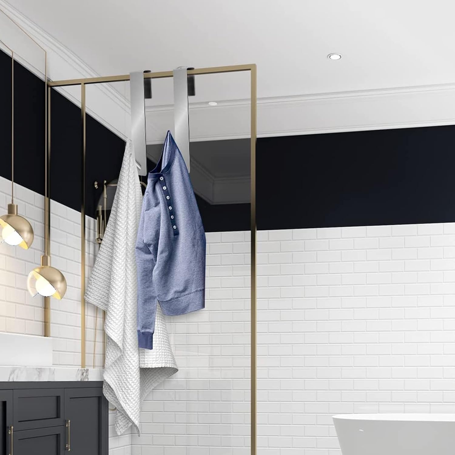 Set 2 Ganci da Doccia in Acciaio, Argento - immagine 6