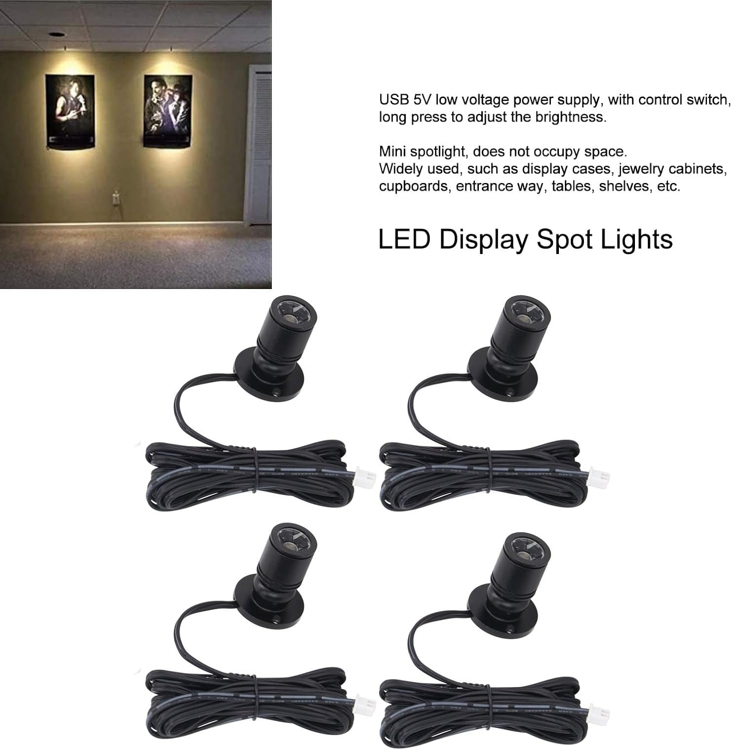 Zerodis Faretti LED Mini Dimmerabili USB 5V, 4 Pezzi - immagine 2