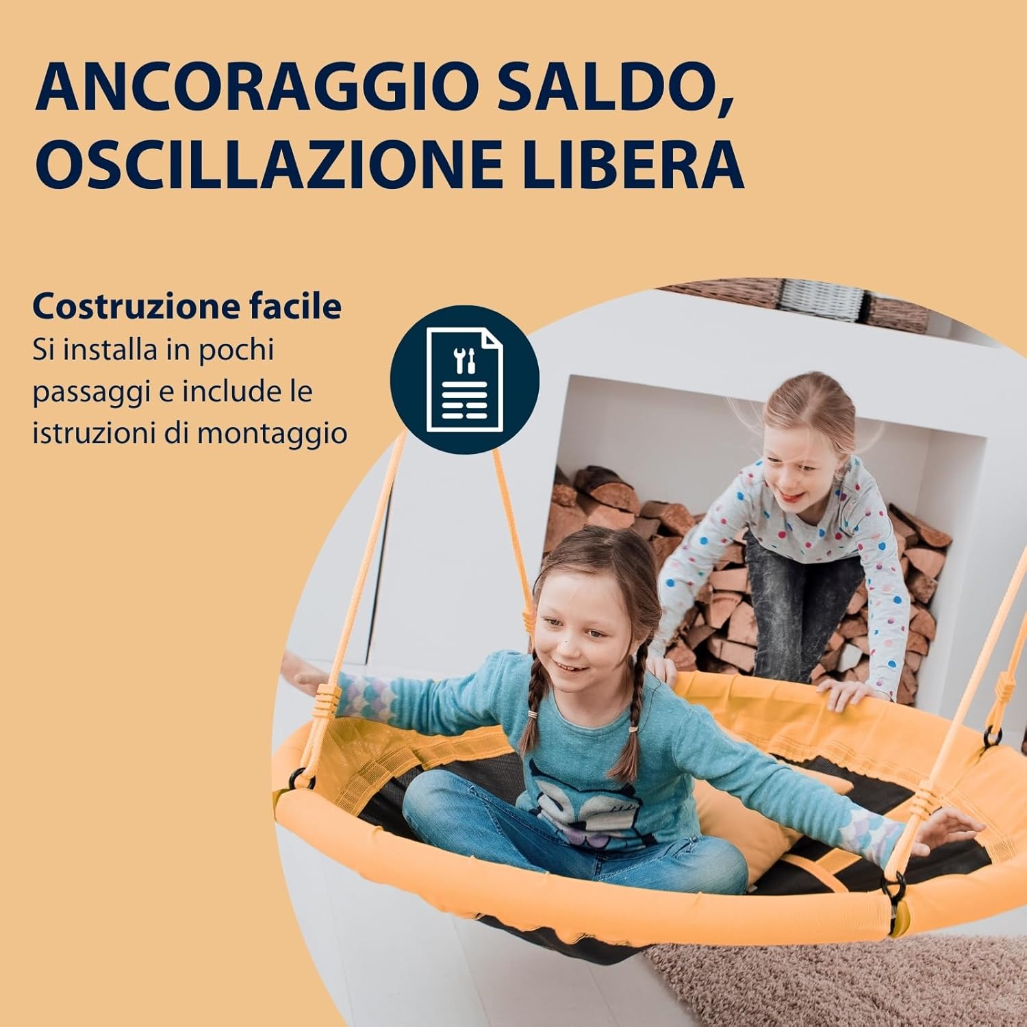 Hudora Altalena a Nido 110cm Verde/Arancione - immagine 4