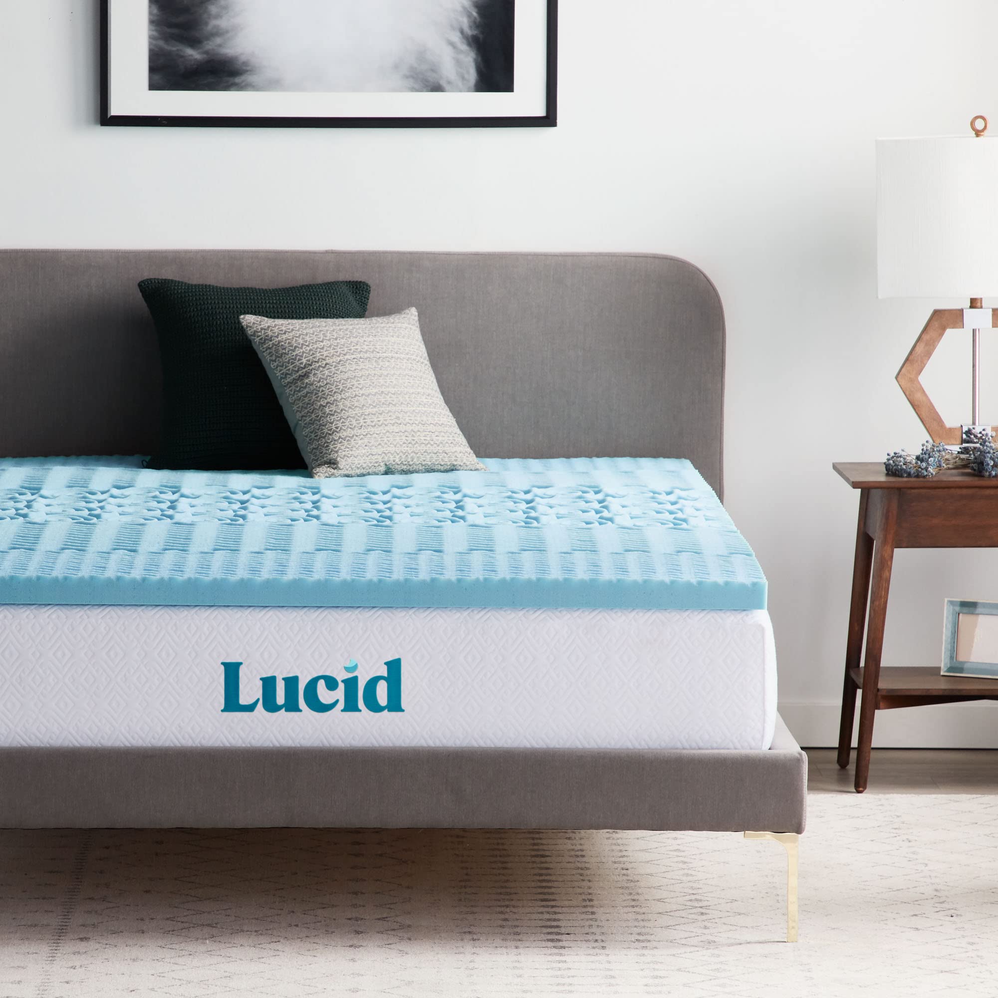 LUCID 2 Inch Zoned Gel Memory Foam Mattress Topper, Full XL