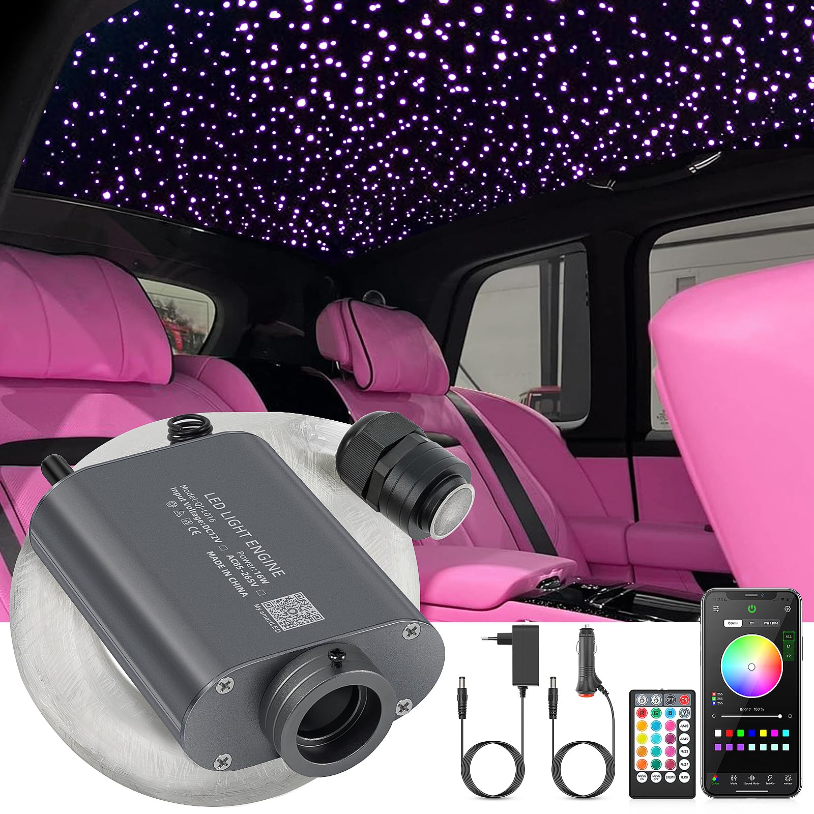 Sunkenet Kit Cielo Stellato LED Fibra Ottica 16W RGBW