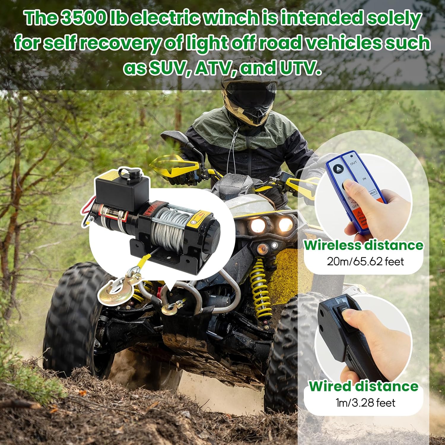 Verricello Elettrico 12V 3500lb/1588kg - immagine 3