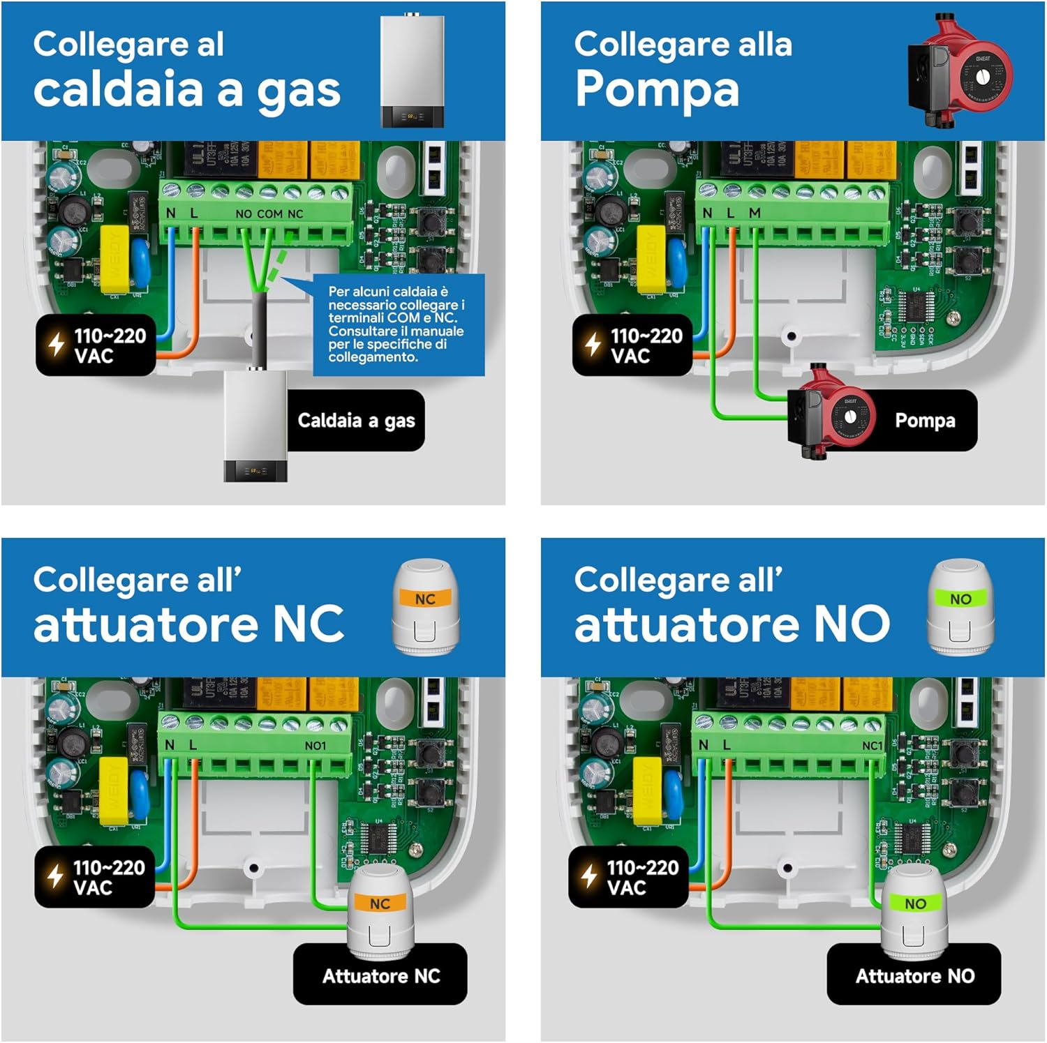 Vaconoff Termostato Caldaia WiFi a Batteria, Bianco - immagine 3