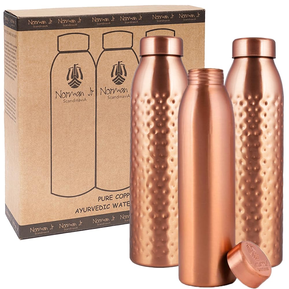 Norman Jr Bottiglia d'Acqua in Rame 1L - Confezione da 3