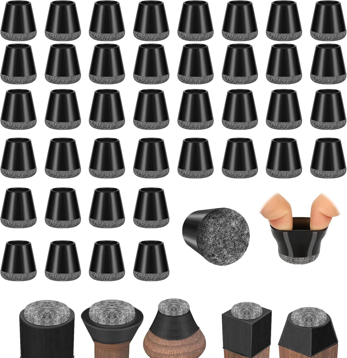 Coprigambe per Sedie in Silicone con Feltrini (40 pz) - immagine 1