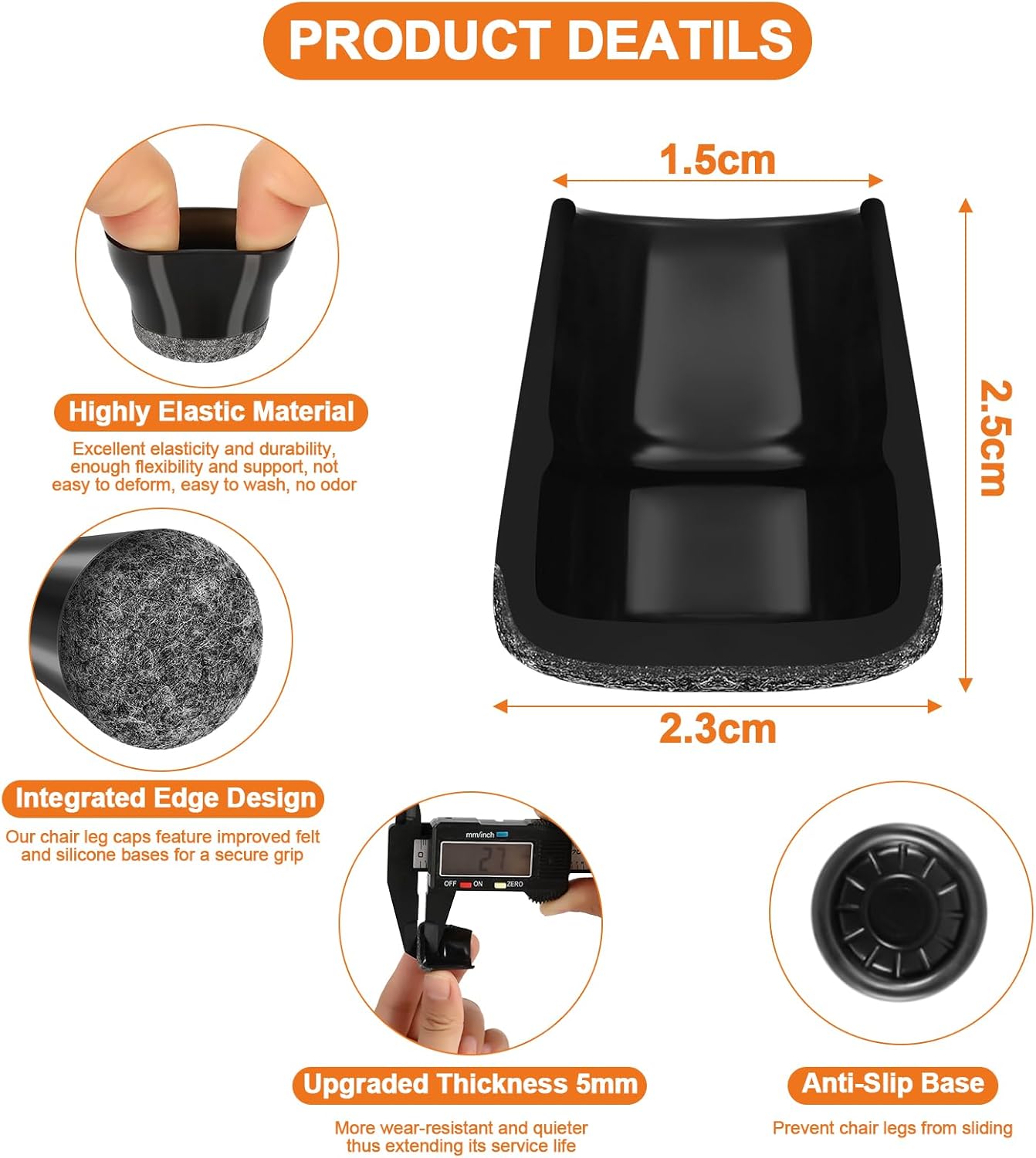 Coprigambe per Sedie in Silicone con Feltrini (40 pz) - immagine 2