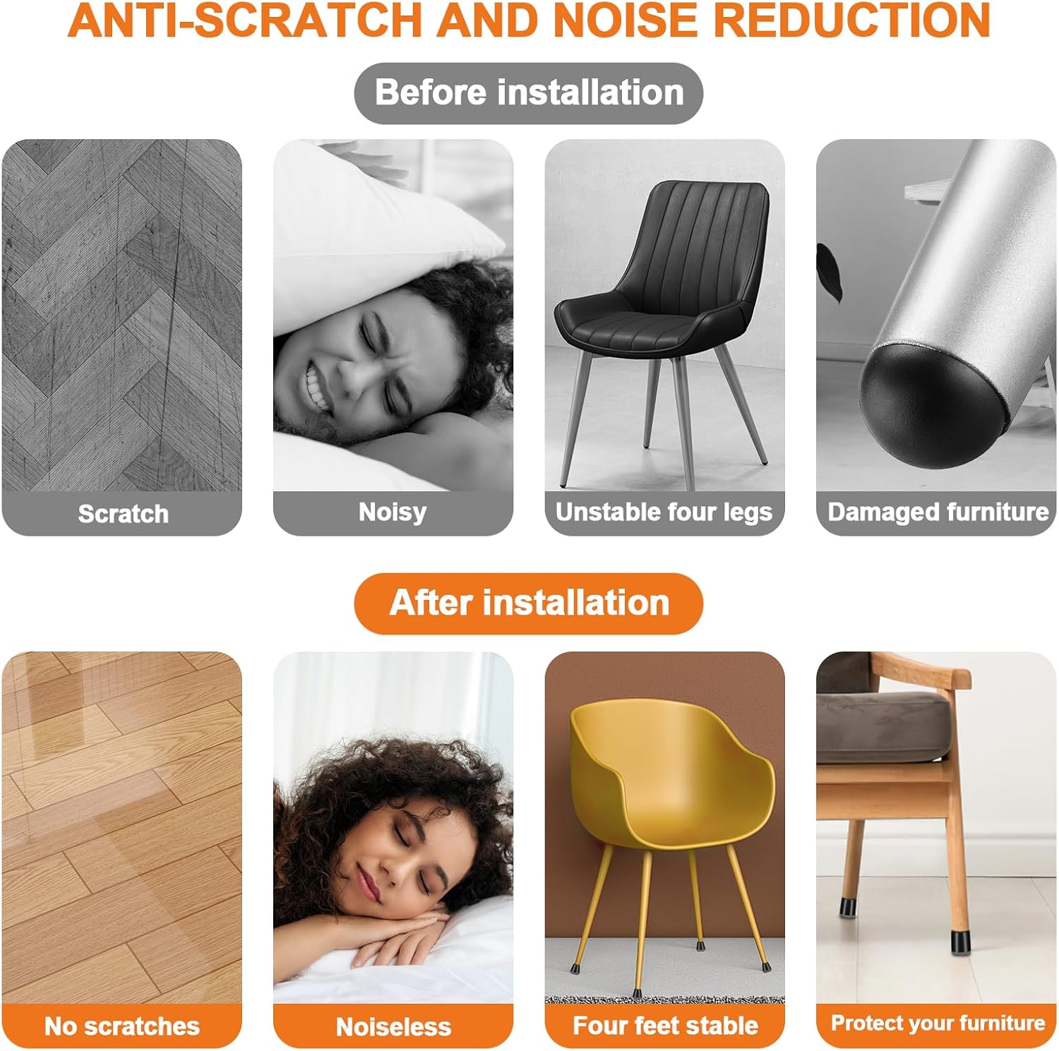 Coprigambe per Sedie in Silicone con Feltrini (40 pz) - immagine 3