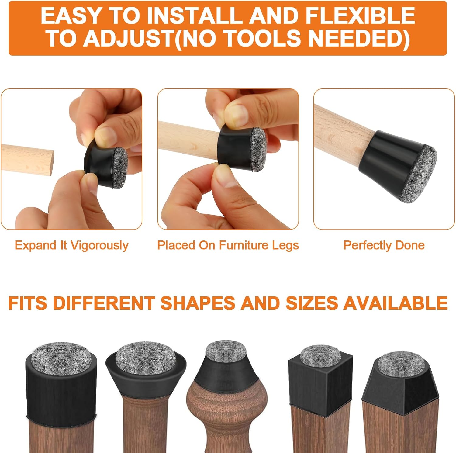 Coprigambe per Sedie in Silicone con Feltrini (40 pz) - immagine 5