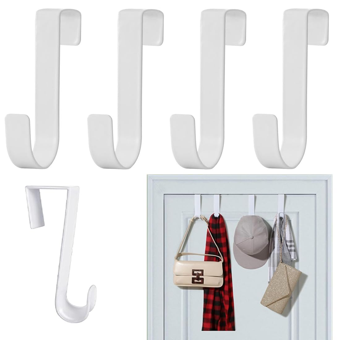 5 Pezzi Appendi Accappatoio Bagno in Acciaio Inox, Bianco