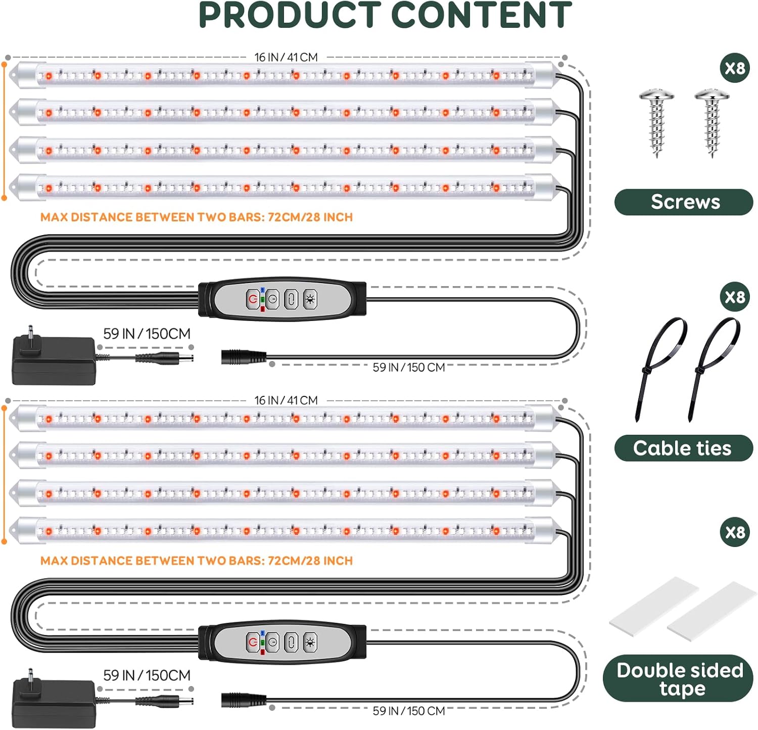 Lampada per Piante da Interno 4 Barre Full Spectrum - immagine 7