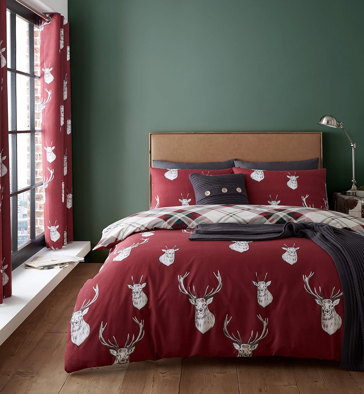 Catherine Lansfield Munro - Tende Foderate con Occhielli, Rosso - immagine 3