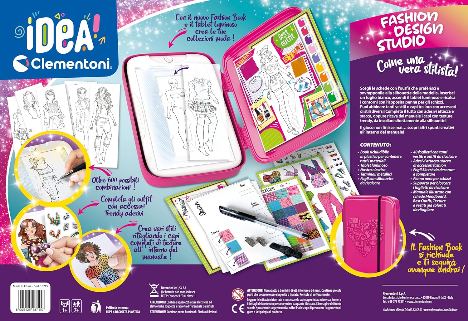 Clementoni Idea - Fashion Designer Lavagna Luminosa 7+ Anni - immagine 3