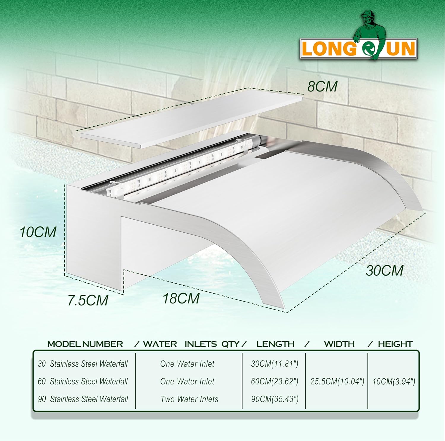Longrun Set Lame per Stagno Acciaio Inox 304, 25,5cm - immagine 2