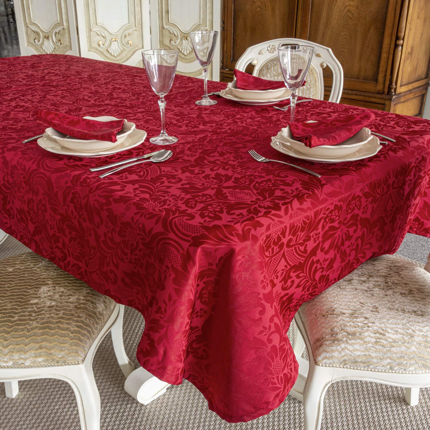 BGEUROPE Tovaglia - Antimacchia - Bordeaux - Ref. Milano - 150cm x 300cm