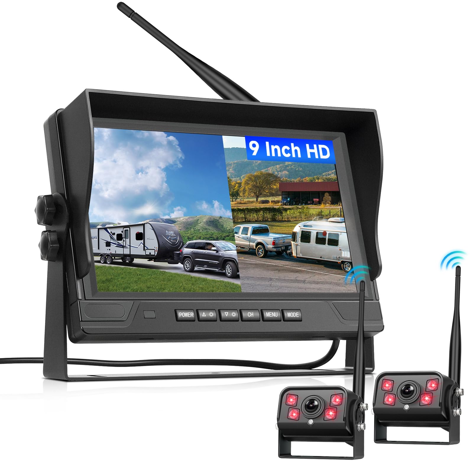 Vechtel Kit Telecamera Posteriore Wireless HD 9'' con 2 Cam