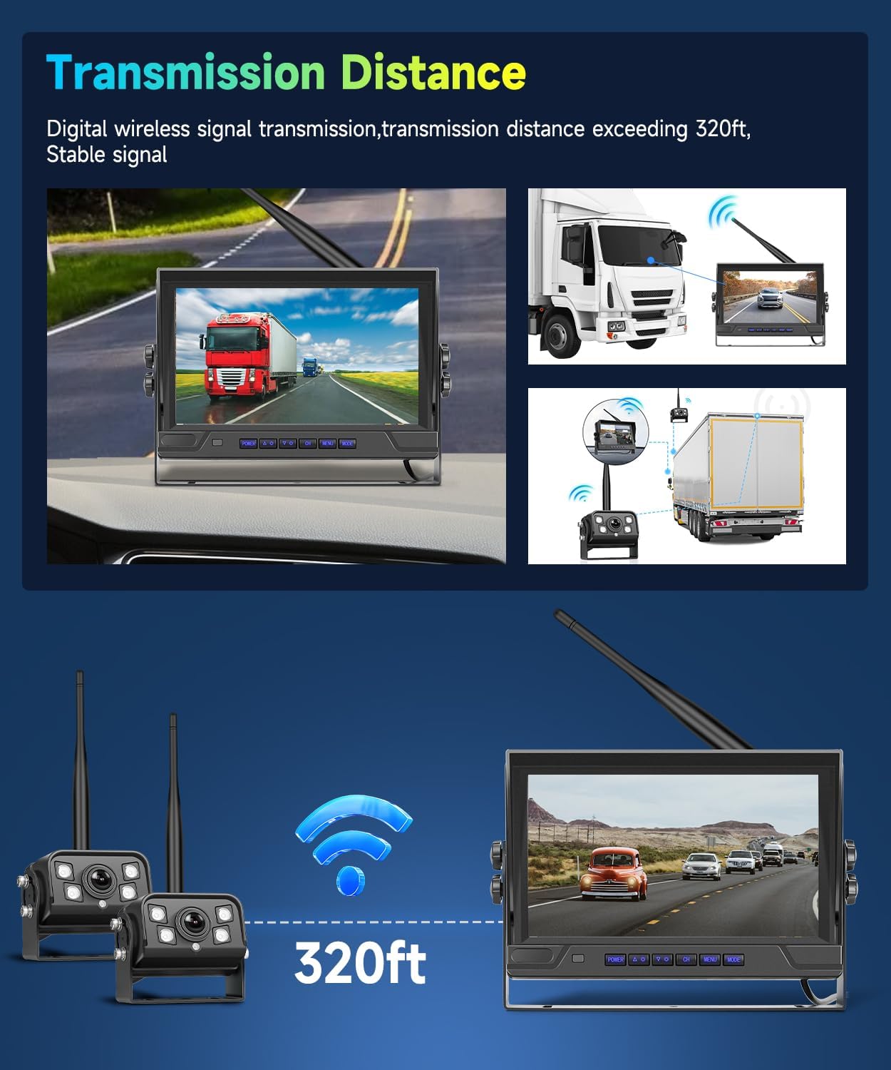 Vechtel Kit Telecamera Posteriore Wireless HD 9'' con 2 Cam - immagine 2