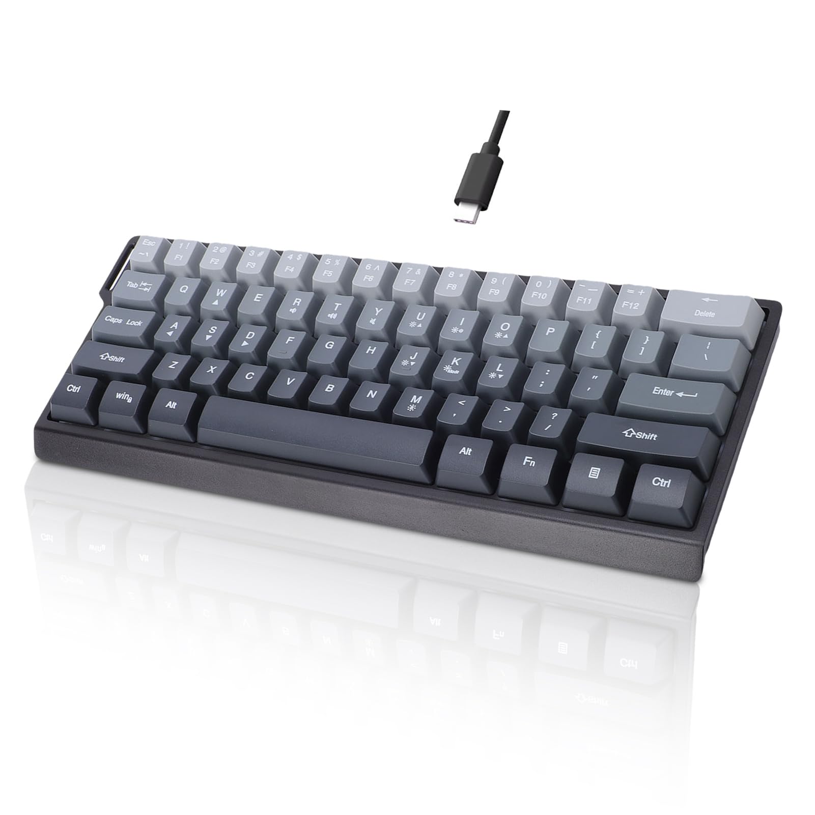 Garsent Tastiera meccanica da gioco, retroilluminazione RGB cablata 60%, mini tastiera compatta con 61 tasti per PC portatile, interruttore rosso, ergonomica