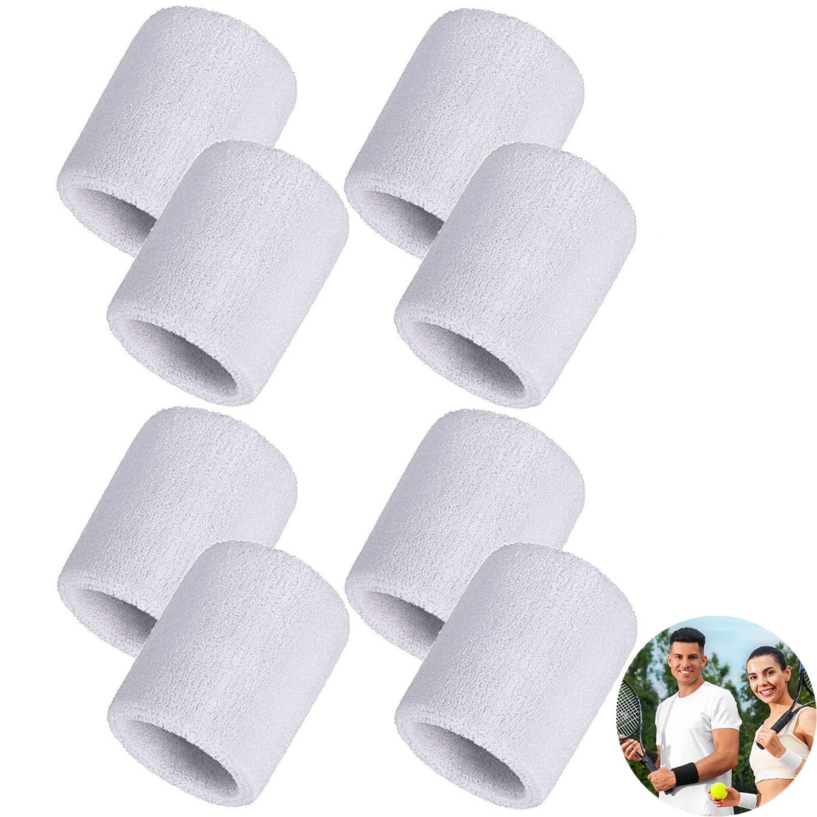 8 Pezzi Polsino Sportivo, Sweatband Sportivo, Polsini Tergisudore, Unisex, per Tennis, Ginnastica, Calcio, Basket, Corsa