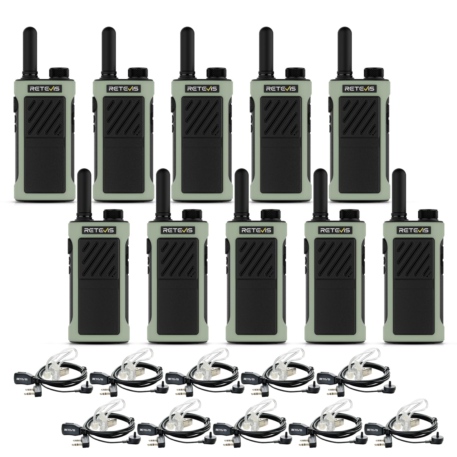 Retevis RB666P Walkie Talkie PMR446 Ricaricabile (10 Pezzi, Nero)
