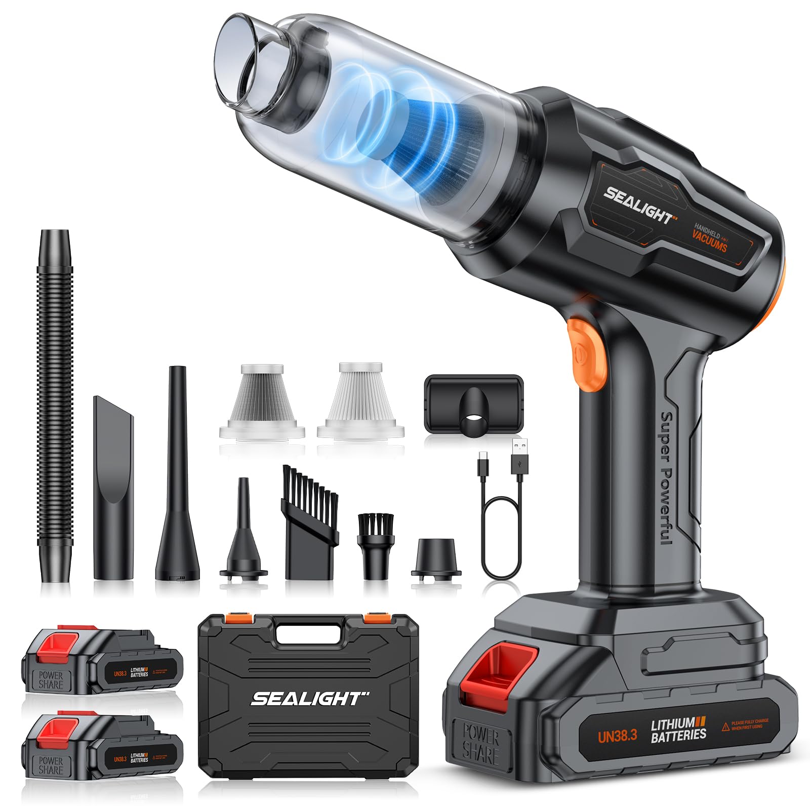 Sealight Aspirabriciole Senza Fili 35000Pa, Argento