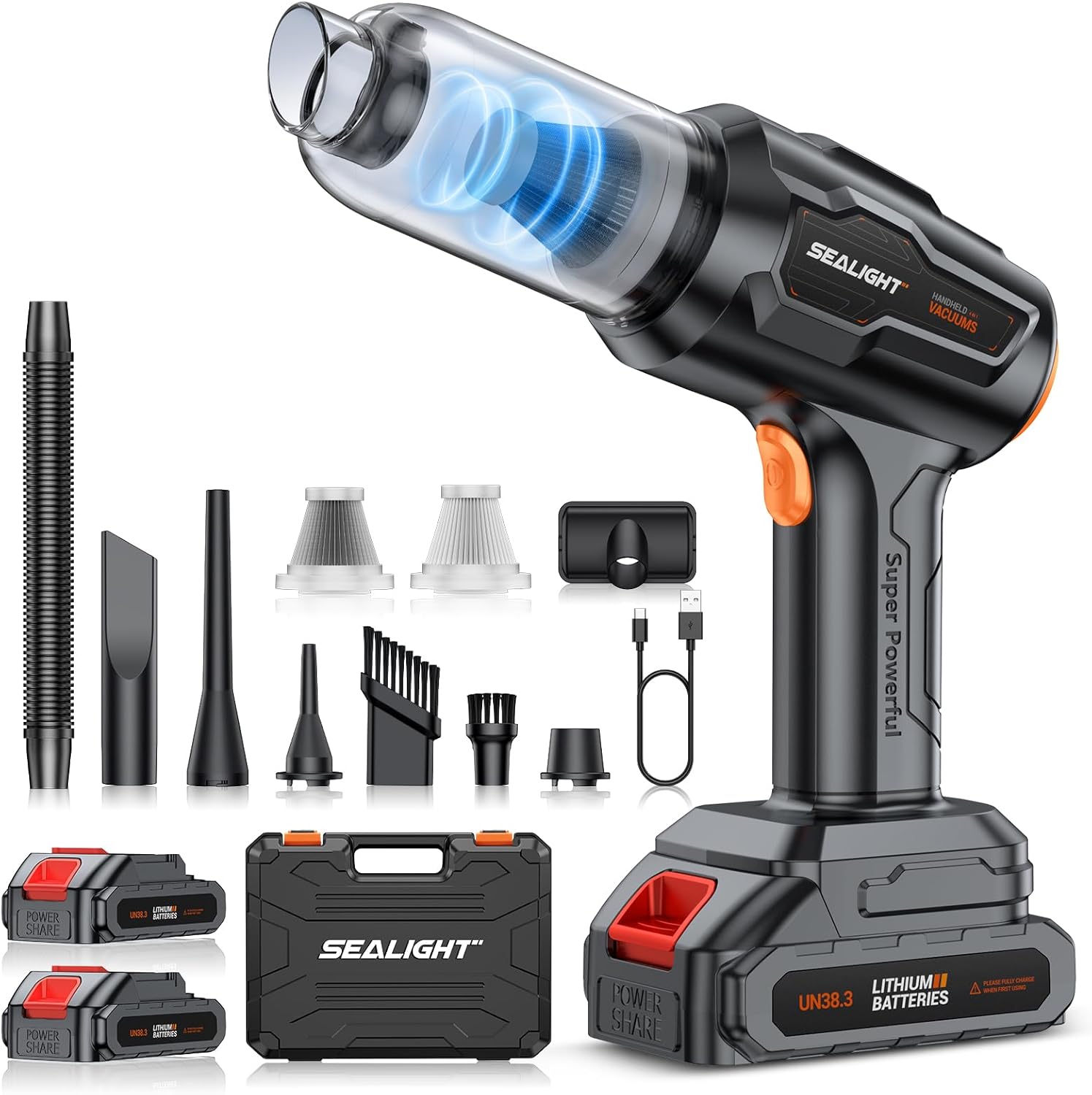 Sealight Aspirabriciole Senza Fili 35000Pa, Argento - immagine 1