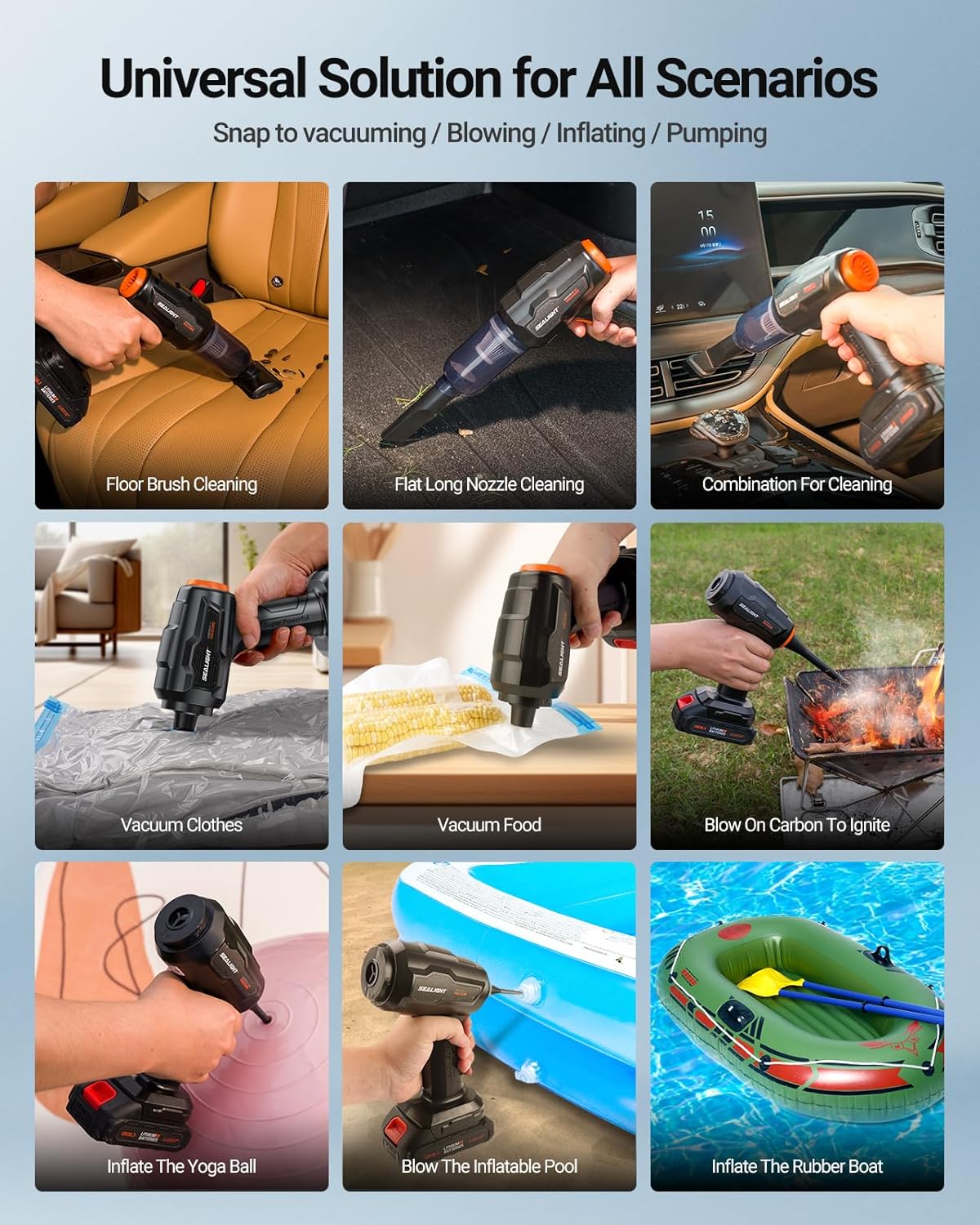 Sealight Aspirabriciole Senza Fili 35000Pa, Argento - immagine 4