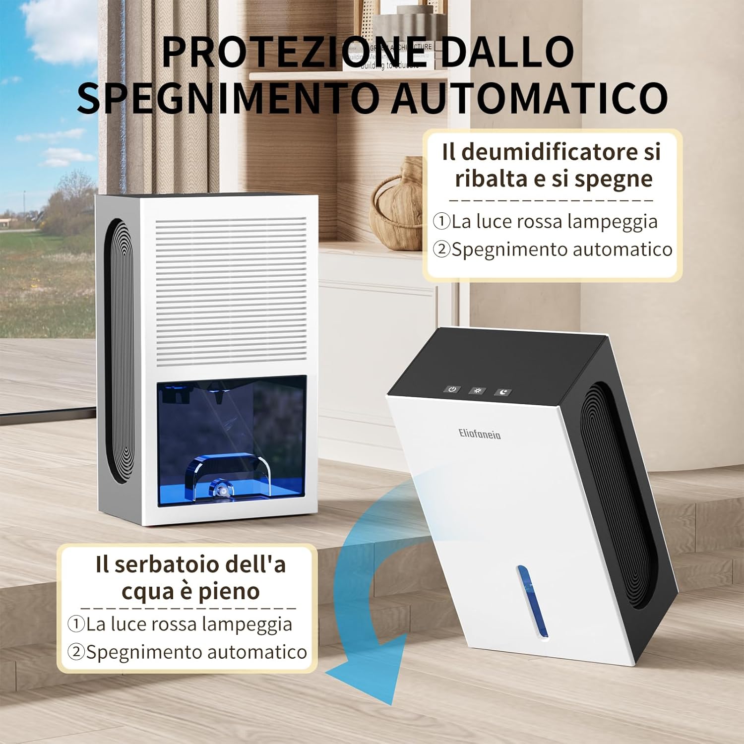 Eliofaneia Deumidificatore Portatile 2400ML, Bianco - immagine 4