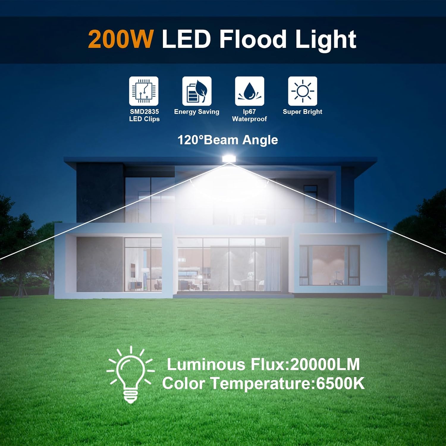 Faretto LED da Esterno 200W - 20000LM (2 Pezzi) - immagine 3