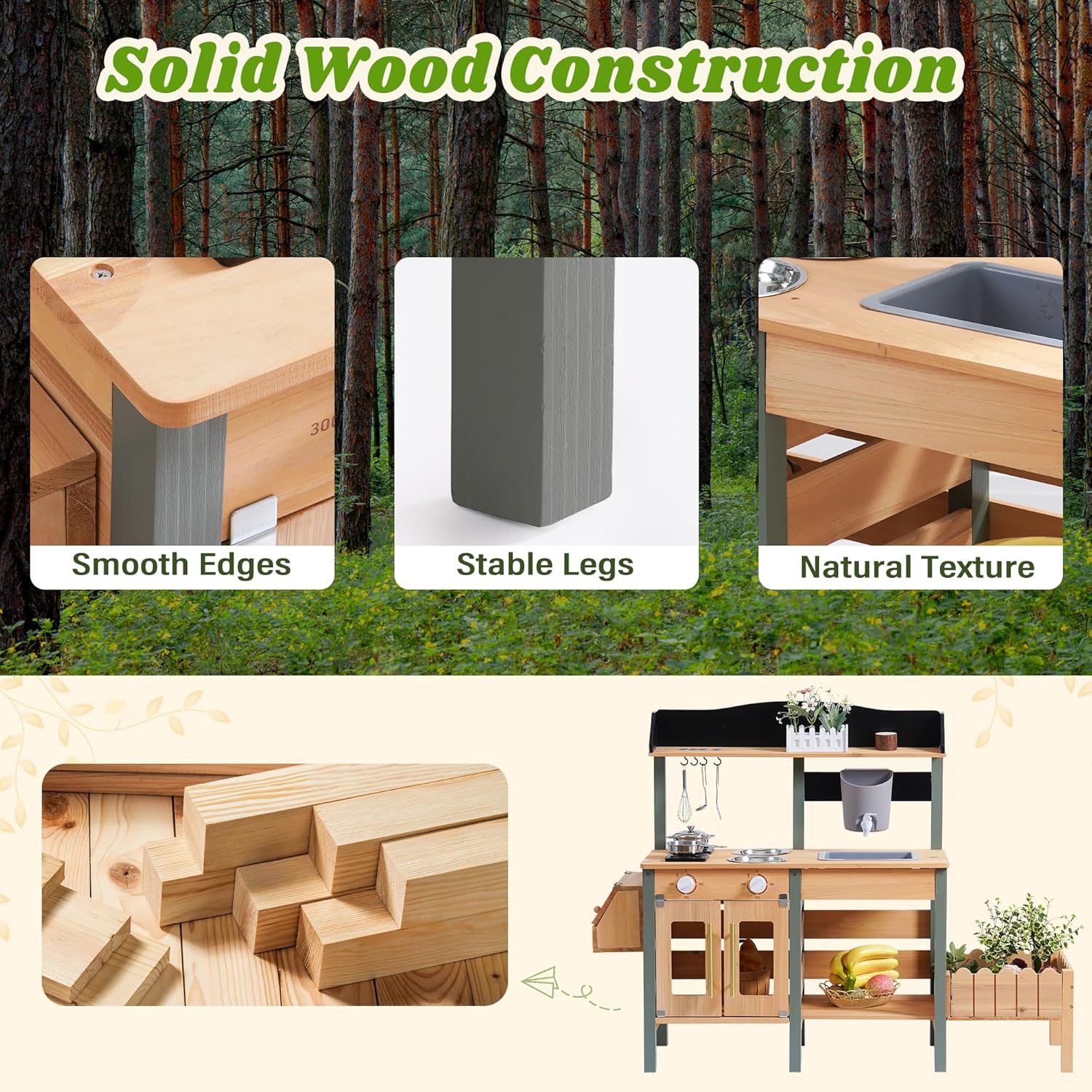 Robud Cucina Matsch per Bambini in Legno Naturale - immagine 7