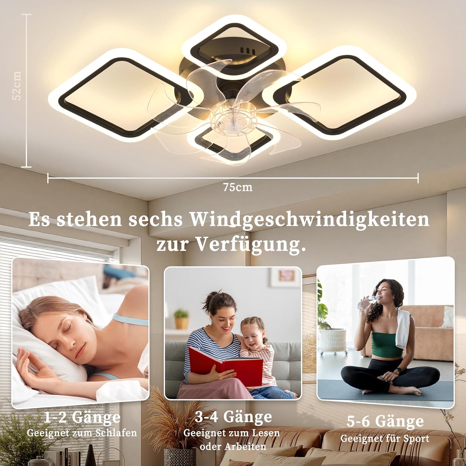 Miir Ventilatore Da Soffitto Con Luce 65W, Nero - immagine 2