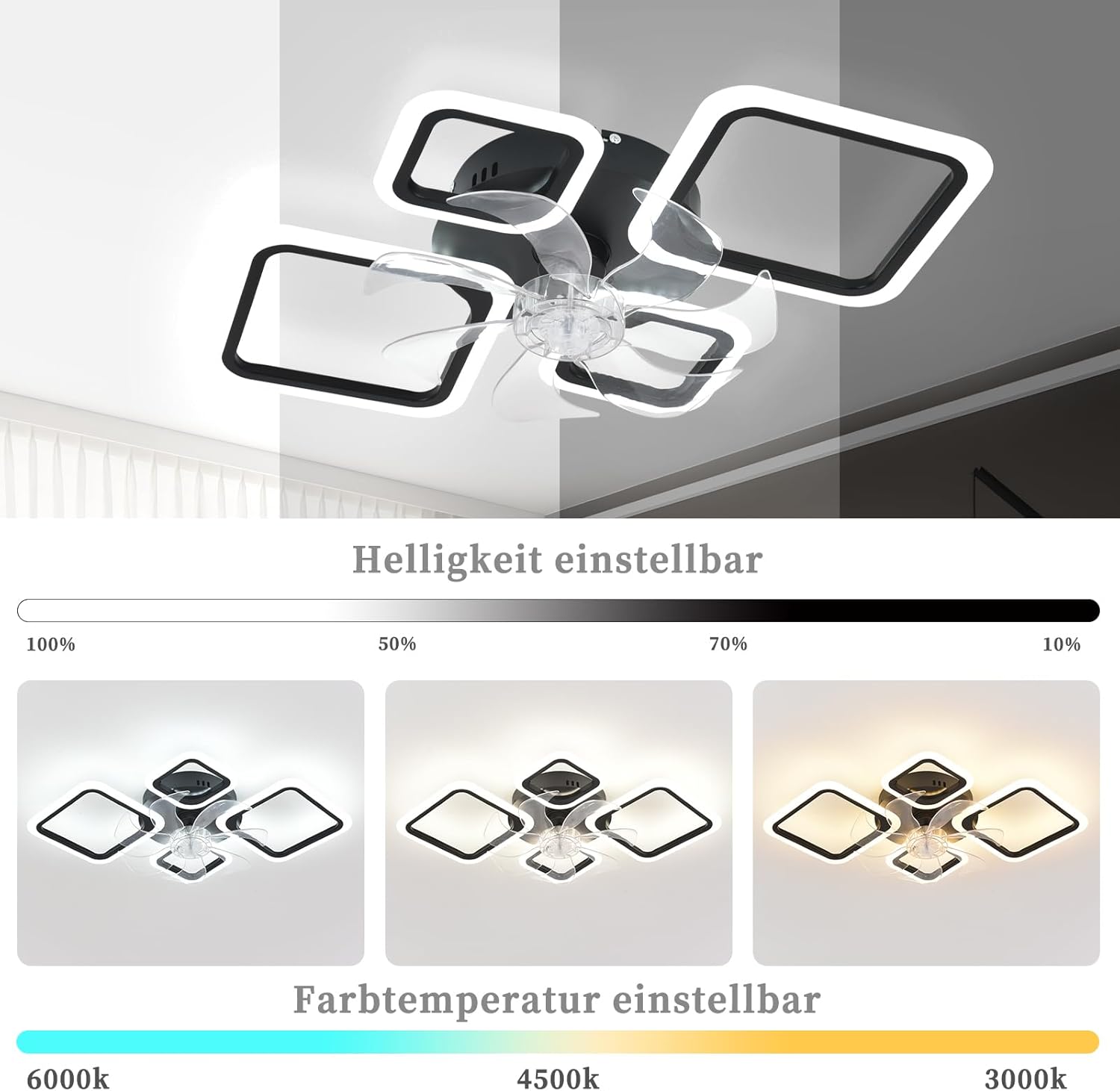 Miir Ventilatore Da Soffitto Con Luce 65W, Nero - immagine 3