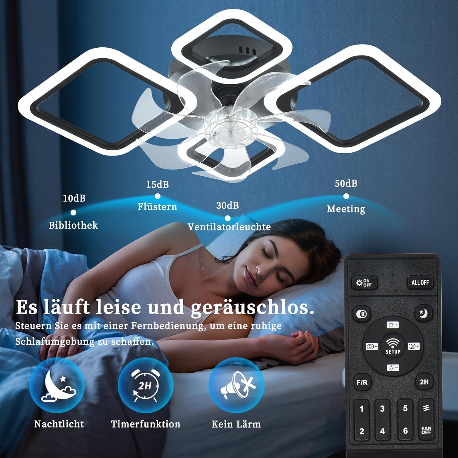 Miir Ventilatore Da Soffitto Con Luce 65W, Nero - immagine 5