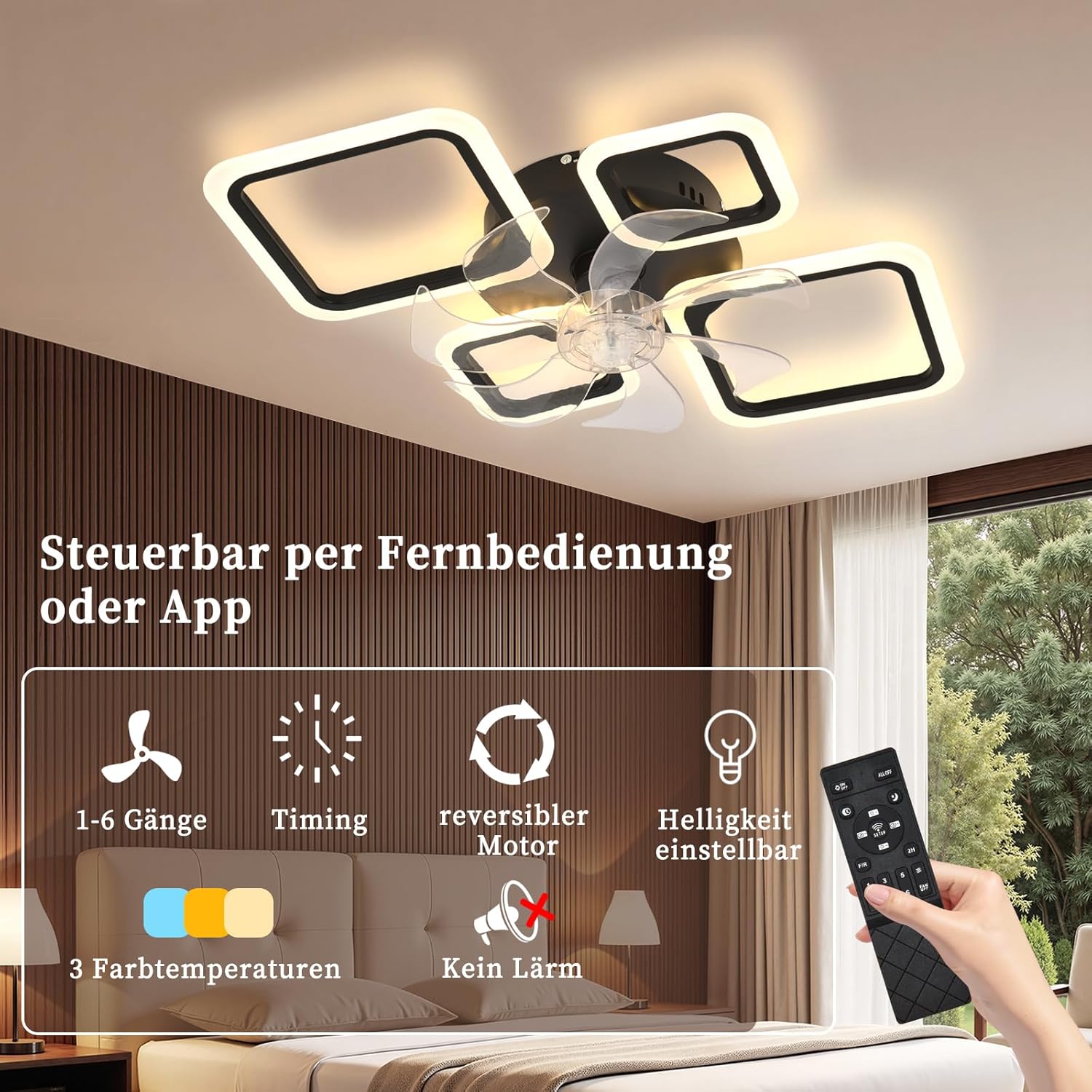 Miir Ventilatore Da Soffitto Con Luce 65W, Nero - immagine 6
