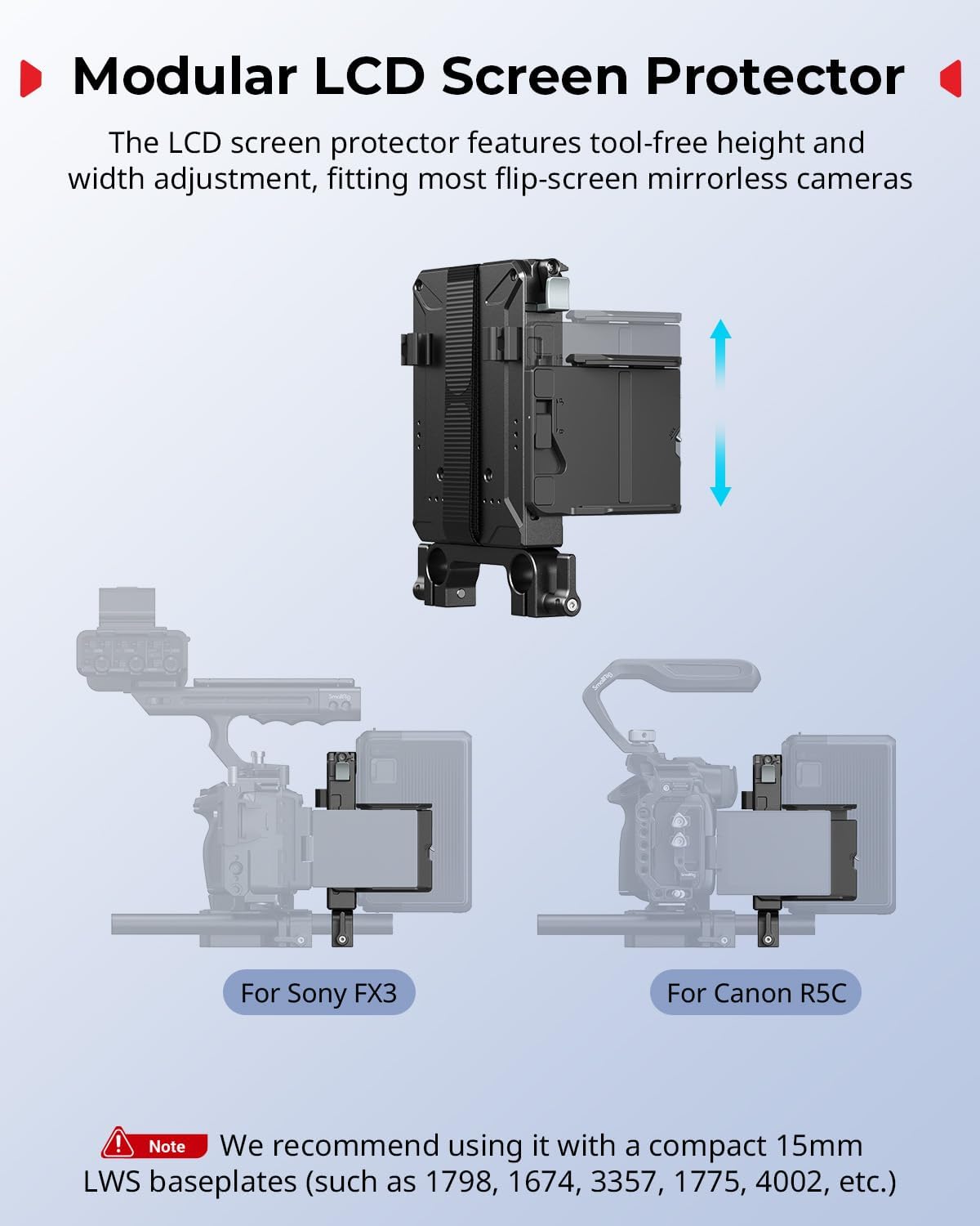 Smallrig Kit Piastra Batteria V-Mount per Aste LWS 15mm - immagine 4